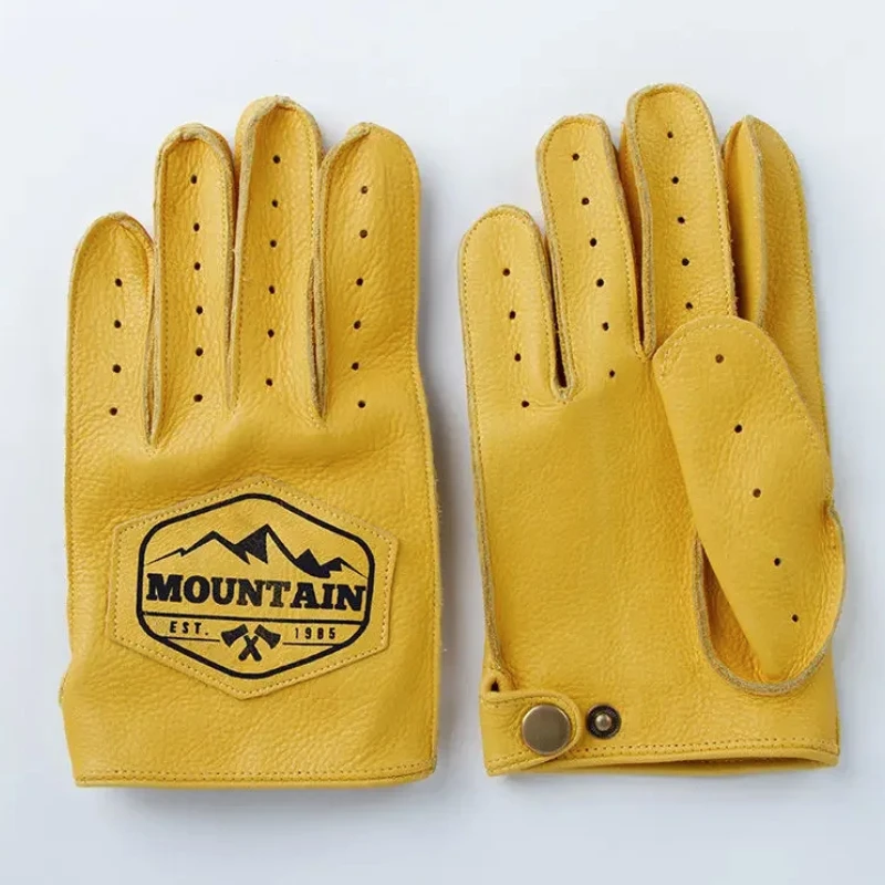 Retro Limelight Leather Sports Gloves Motorcycle Outdoor Riding Full-finger and Half-finger Non-slip Wear-resistant