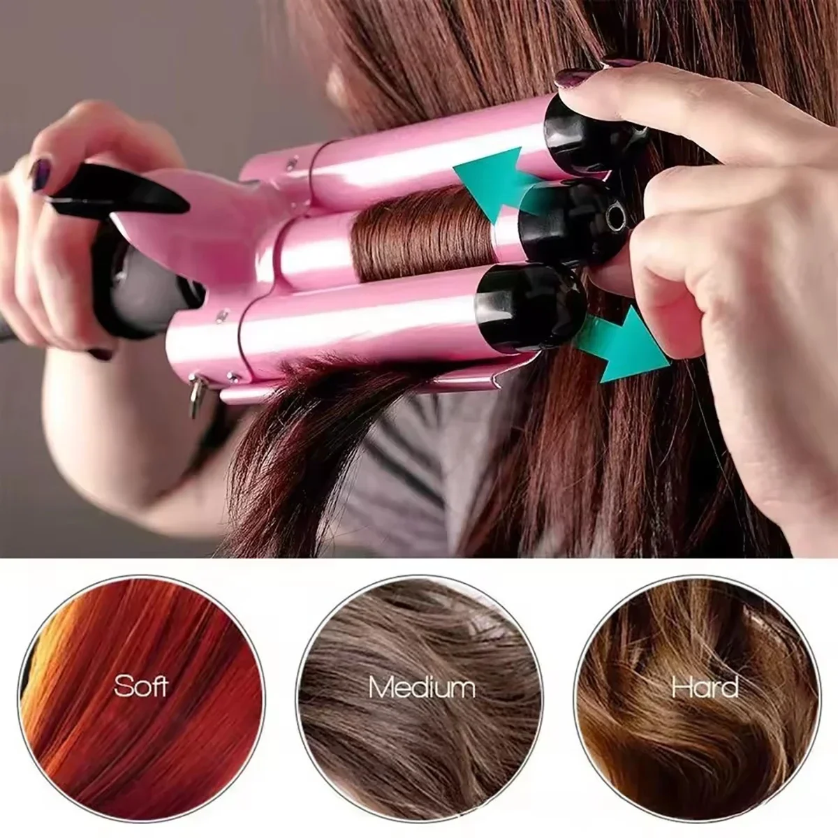 3-tube curling iron Multifunctional modeling tool Create waves and curls Professional quality