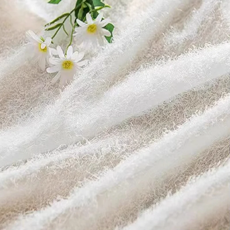 1pcs  French Princess Style Plush Gauze Balcony Bedroom Living Room White Tulle 2