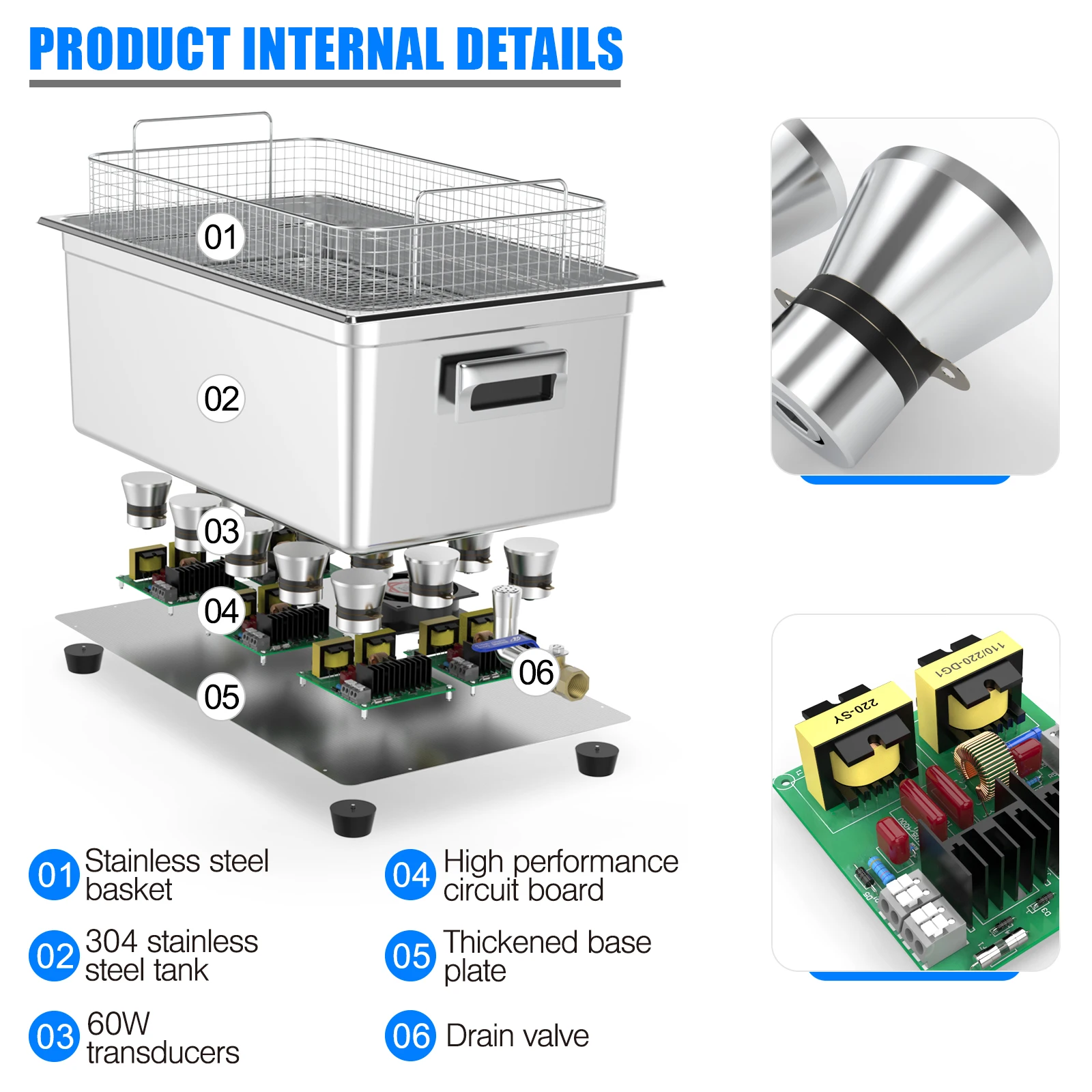 Granbo 2L Digital Ultrasonic Cleaner Bath 120W with DEGAS SEMIWAVE Heating for Medical Dental Clinic Fuel Nozzle 6