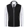 #4869 Autumn Winter Knitwear Sweater Vest Men Zipper Stand Collar Solid Color Outerwear Knitted Vest Man Cardigan Waistcoat Warm 1