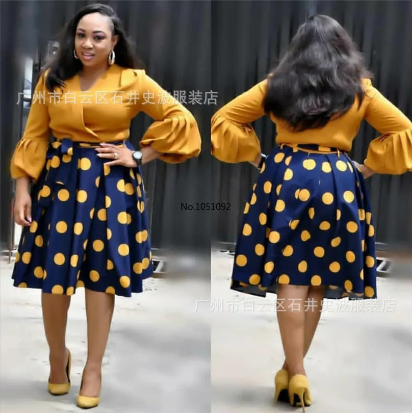 2024 new summer elegent fashion style african women printing plus size polyester dress L-3XL
