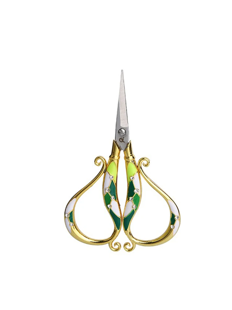 Wyj Vintage Painted Spot Drill Multi-Color Scissors Butterfly Peach Heart Cross Stitch Scissors