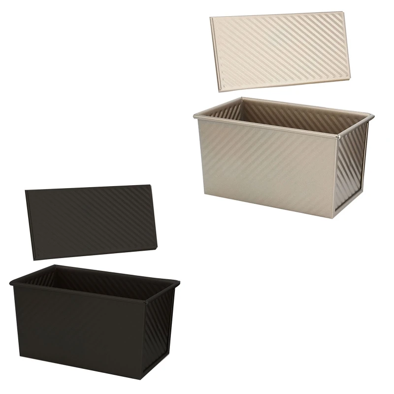 

Classic Non-stick Bakeware Rectangle Loaf Pan Carbon Steel Corrugated Bread Toast Box with Lid for Baking Bread