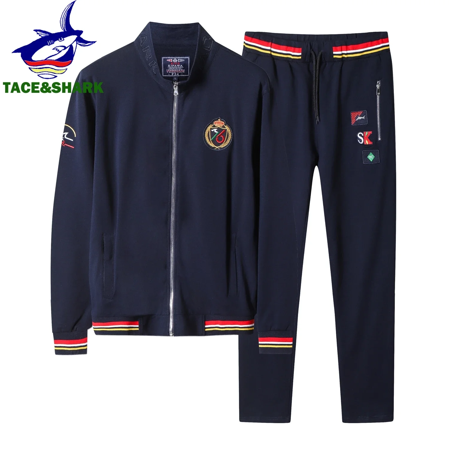High Quality Embroidery Fashion Tracksuit Autumn Men's Sportswear Two Piece Set Brand Clothing Jacket Sweatpants Sweatsuit 5