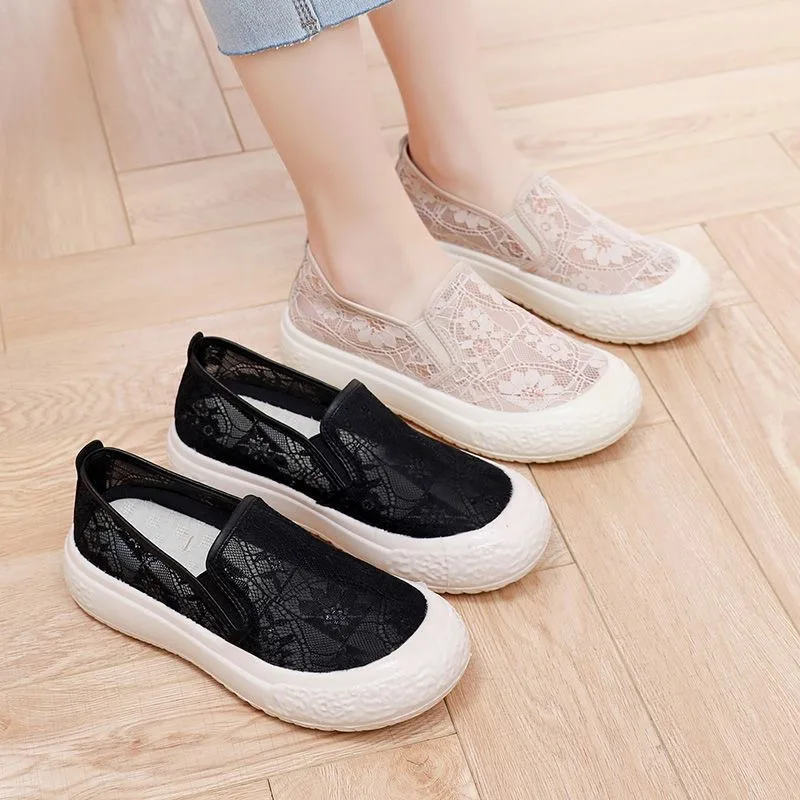 New fisherman's shoes breathable mesh shoes platform loafers leisure mom driving sports in spring and summer.2024
