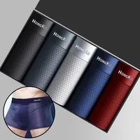 Boxers homme d'été en soie glacée respirante, sous-vêtements doux au toucher, caleçons pour homme avec découpe 3D et poche en U 1