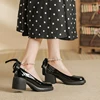 Chunky Block Pumps for Women Slip On Low Heel Closed Round Toe Dress Classic Mid Square Shoes Wedding Party Mary Jane Shoes 6
