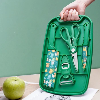 야외 캠핑 바베큐 도구 세트, 피크닉 나이프 도마, 다기능 가위 필러, 바베큐 휴대용 주방 도구 세트