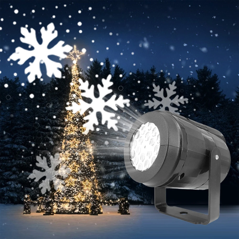 

EU Plug Christmas Party Lights LED Laser Snowflake Projector Rotating Stage Lights DJ Disco Light Outdoor Holiday Lighting