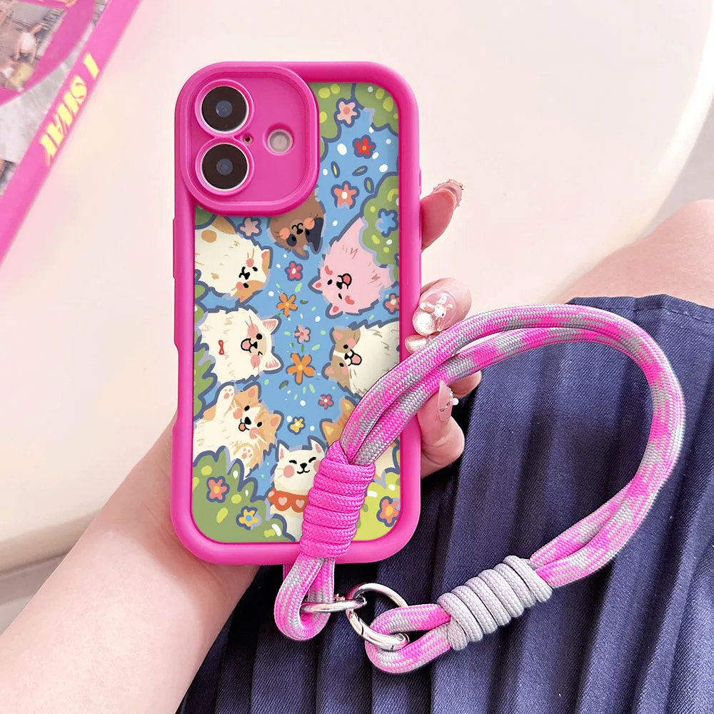 Cartoon Dog Wrist Chain Lanyard Phone Case Cover