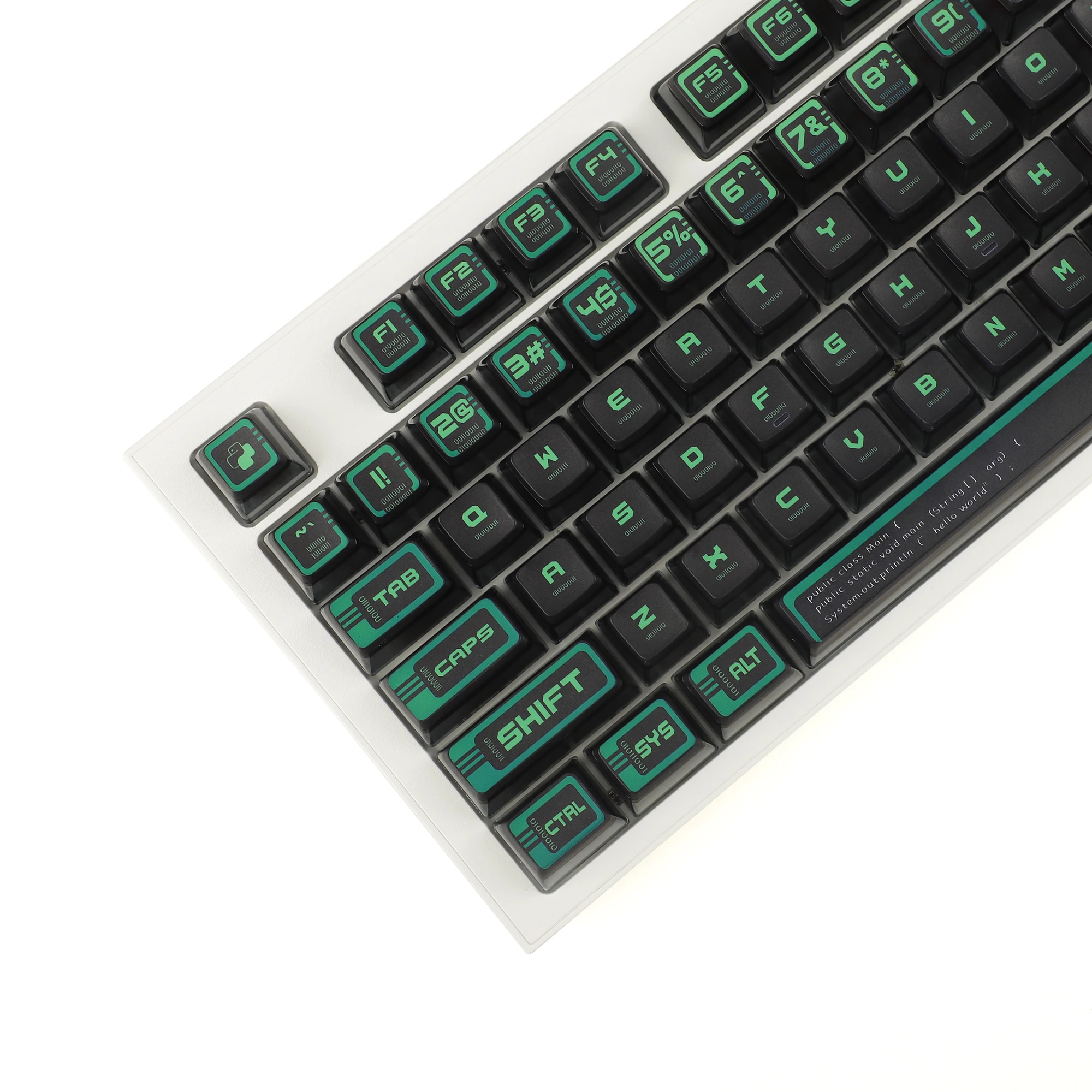 Ymdk-green Cyber Estilo Pbt Pudim Backlit Smoky Keycaps Asa Perfil para Teclado Mecânico mx 104 96 87 84 68 - Imagem 3