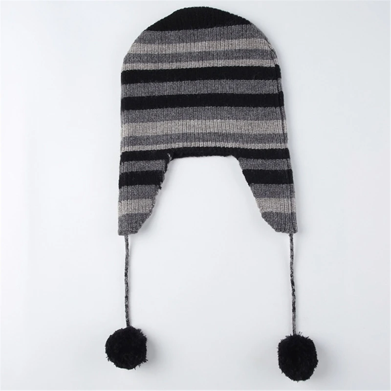 

Striped Ear Protector Trapper Hat Adult Cycling Traveling Hat Winter Warmer Hat Cold Winter Presents for Students Teens