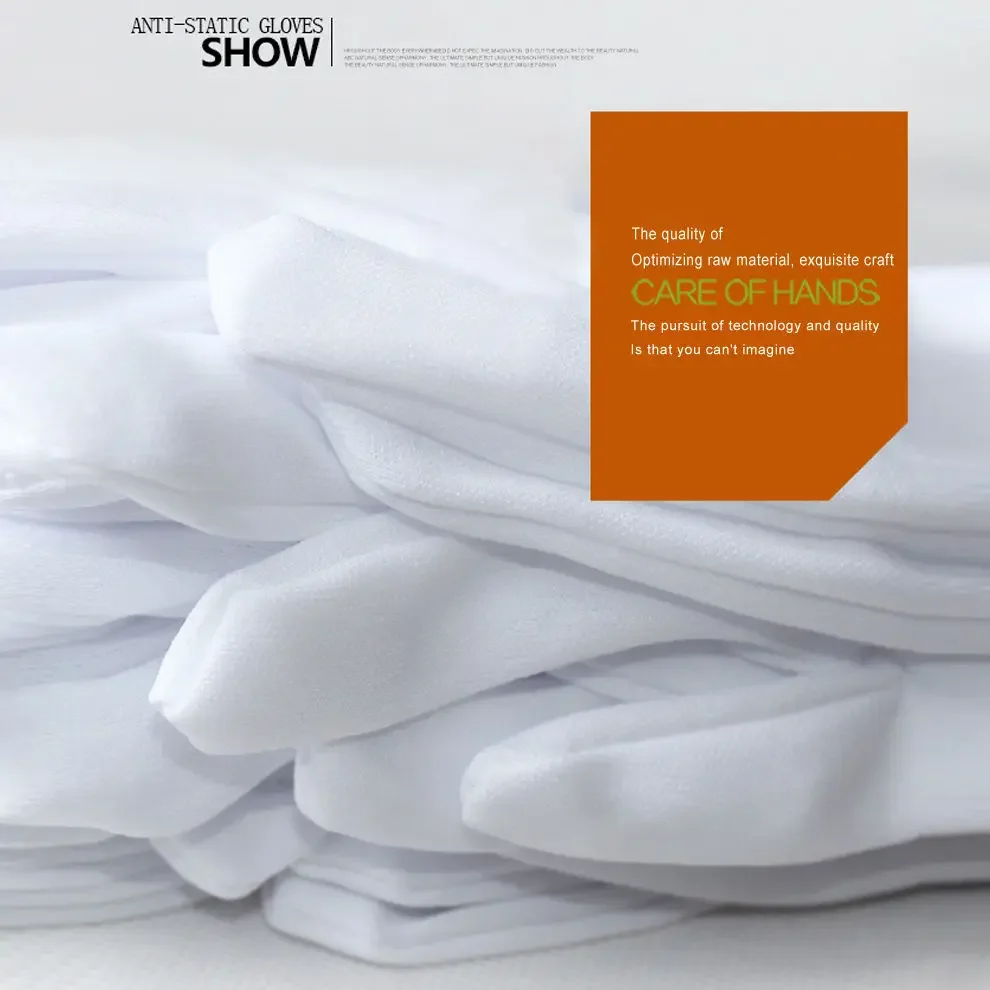 Unisex Full-Finger Etiquette White Cotton Gloves