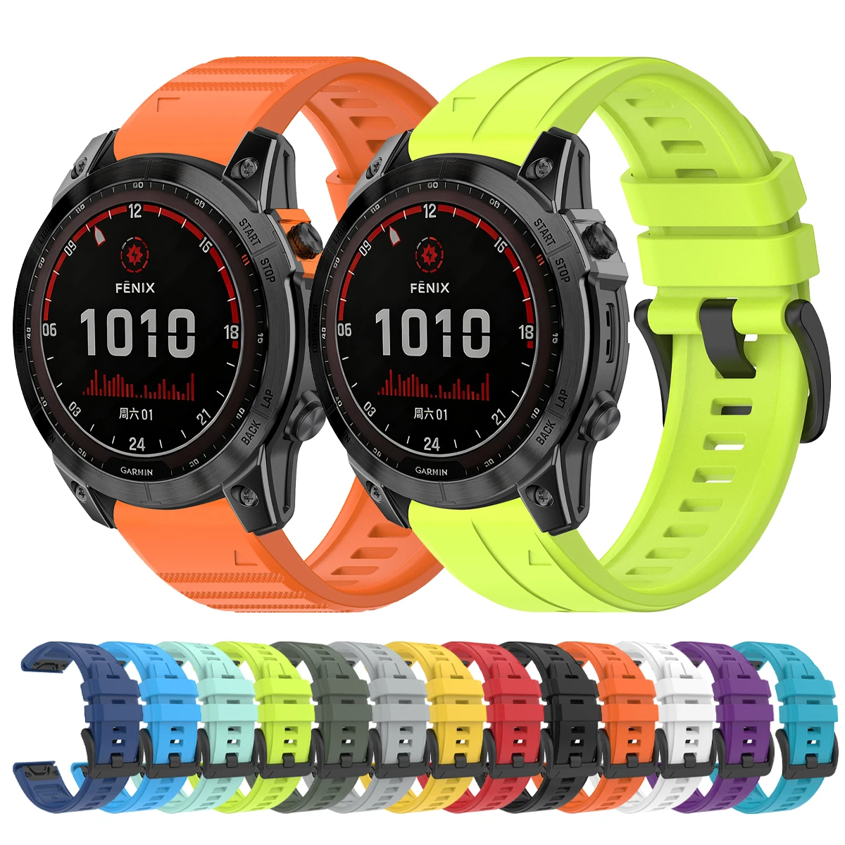 Premium Silicone Strap for Garmin Fenix - QuickFit 22/26mm Watchband