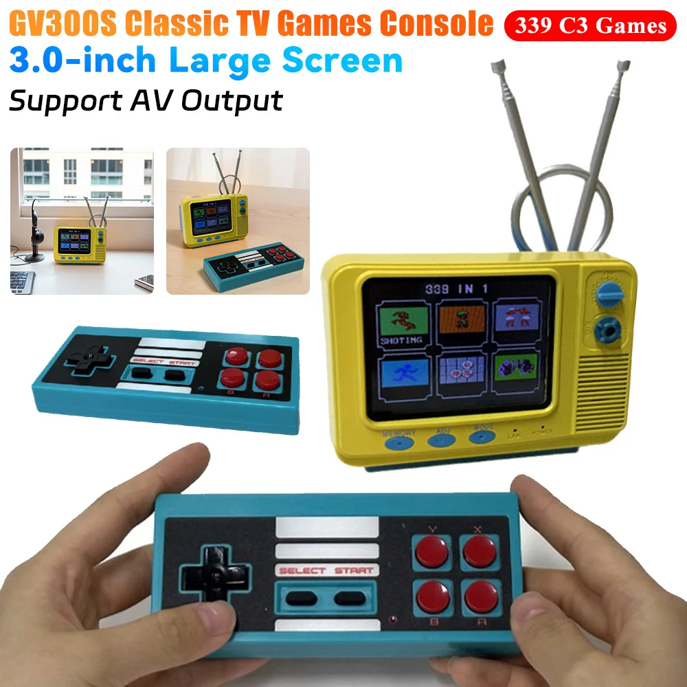 2025 Classic Retro TV Games Console 3.0inch Screen TV Video Games Player 339 C3 Games with Mini Pocket Gamepad for Kids Adult