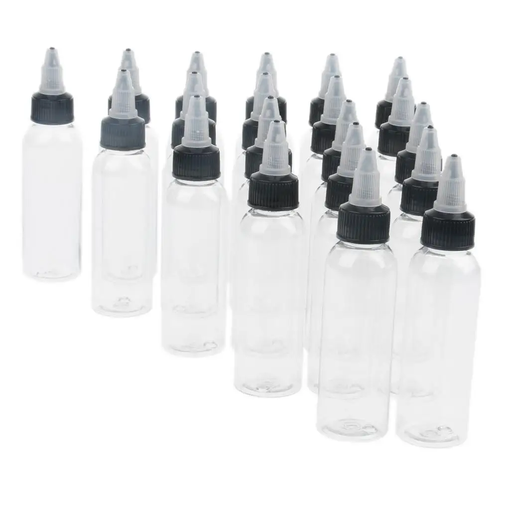 20 Pieces Empty Plastic Squirt Bottles for Condiments, Paint, Oil - 60ml / 30ml , 60ml