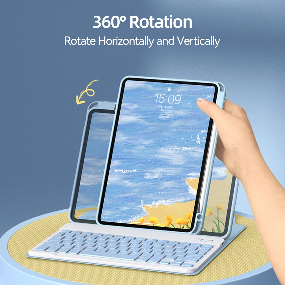 ZKTUYU Keyboard Case For IPad 9th 8th 7th Generation, Magnetically