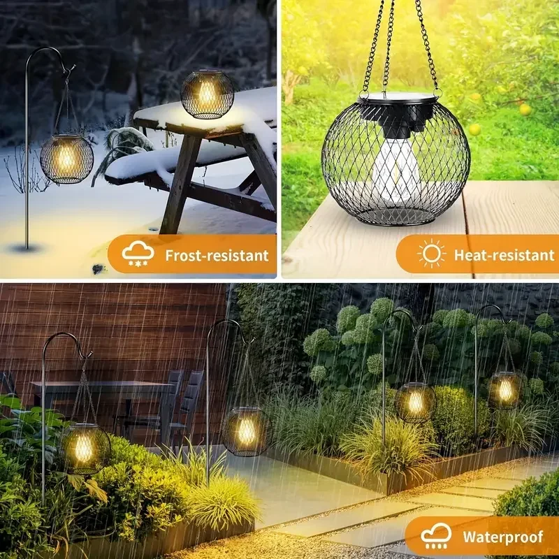 Waterproof Metal Solar Garden Lantern Outdoor Hanging Lamp