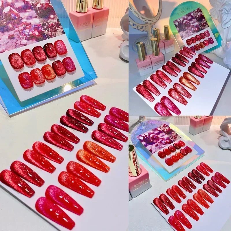 Cat Magnetic Gel Nail Polish 9D Laser Diamond Glitter Cat Eye Gel Semi-Permanent Soak Off UV LED Varnish Nail Art Design 3