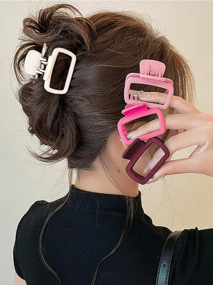 4pcs Women's Square Lightweight Hair Claw Clip Fashionable Elegant Hair Accessory Clip Suitable Hair Styling Makeup 3