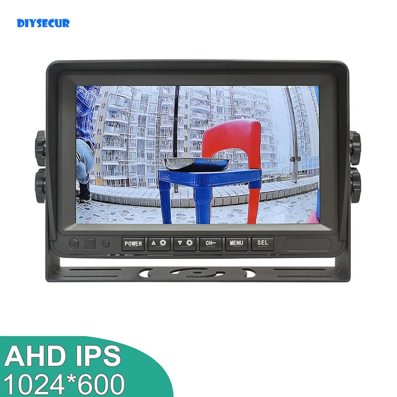 

DIYSECUR 7inch AHD IPS Car Monitor Rear View Monitor Support 1080P AHD Camera with 2 x 4PIN Video Input 12V-24V DC