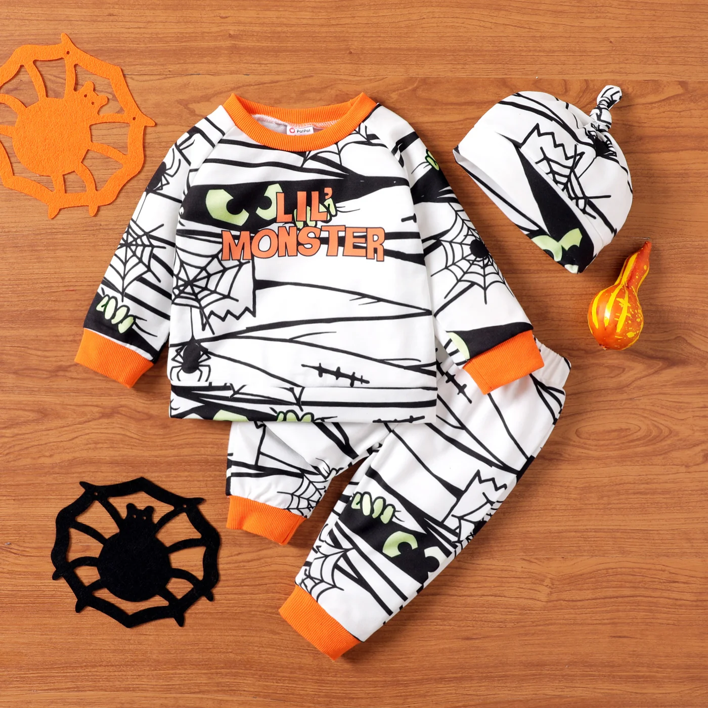 

PatPat 3pcs Halloween Baby Boy/Girl Mummy and Letter Print Sets