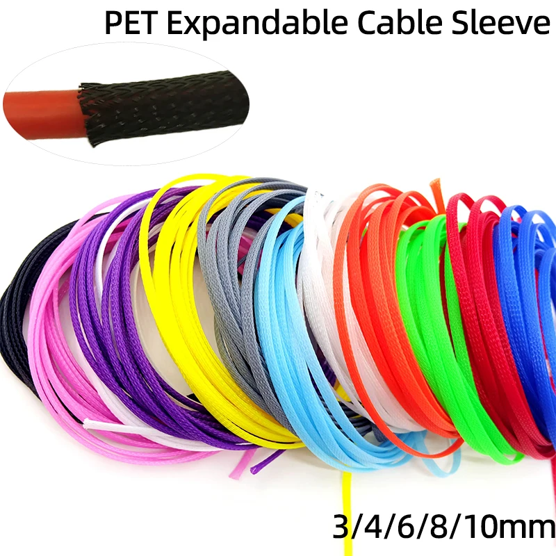 High-Density Insulated PET Braid Cable Sleeve – Black and Red