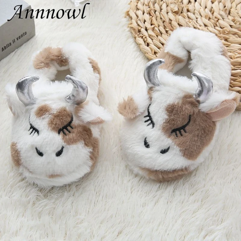 

Fashion Toddler Boy Slippers Indoor Winter Plush Warm Kid House Footwear Cartoon Caw Soft Rubber Sole Home Shoes Girl Baby Items