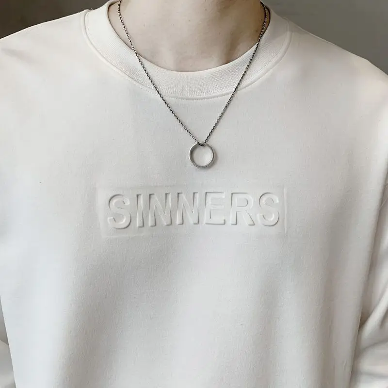 Autumn Winter Pure Cotton Long Sleeve Sweatshirt Men KPOP Fashion Harajuku Tops Loose Chic Pullover Casual All Match Ropa Hombre