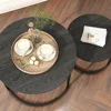 Round Coffee Tables Set of 2 End Table,Coffee Nesting Tables,Living Room Table Wooden Accent Metal Frame,Easy Assembly 5
