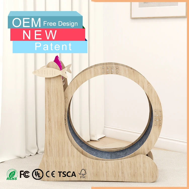 

A fully functional fast wheel treadmill toy with a snail shape for pet cats exercising and running