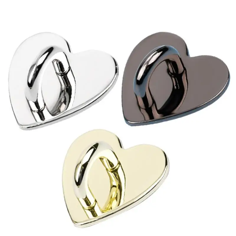 10Pcs 금속 심장 모양의 전화 매력 홀더 사랑 심장 전화 손가락 반지/자기 접착제 휴대 전화 다시 스탠드 후크