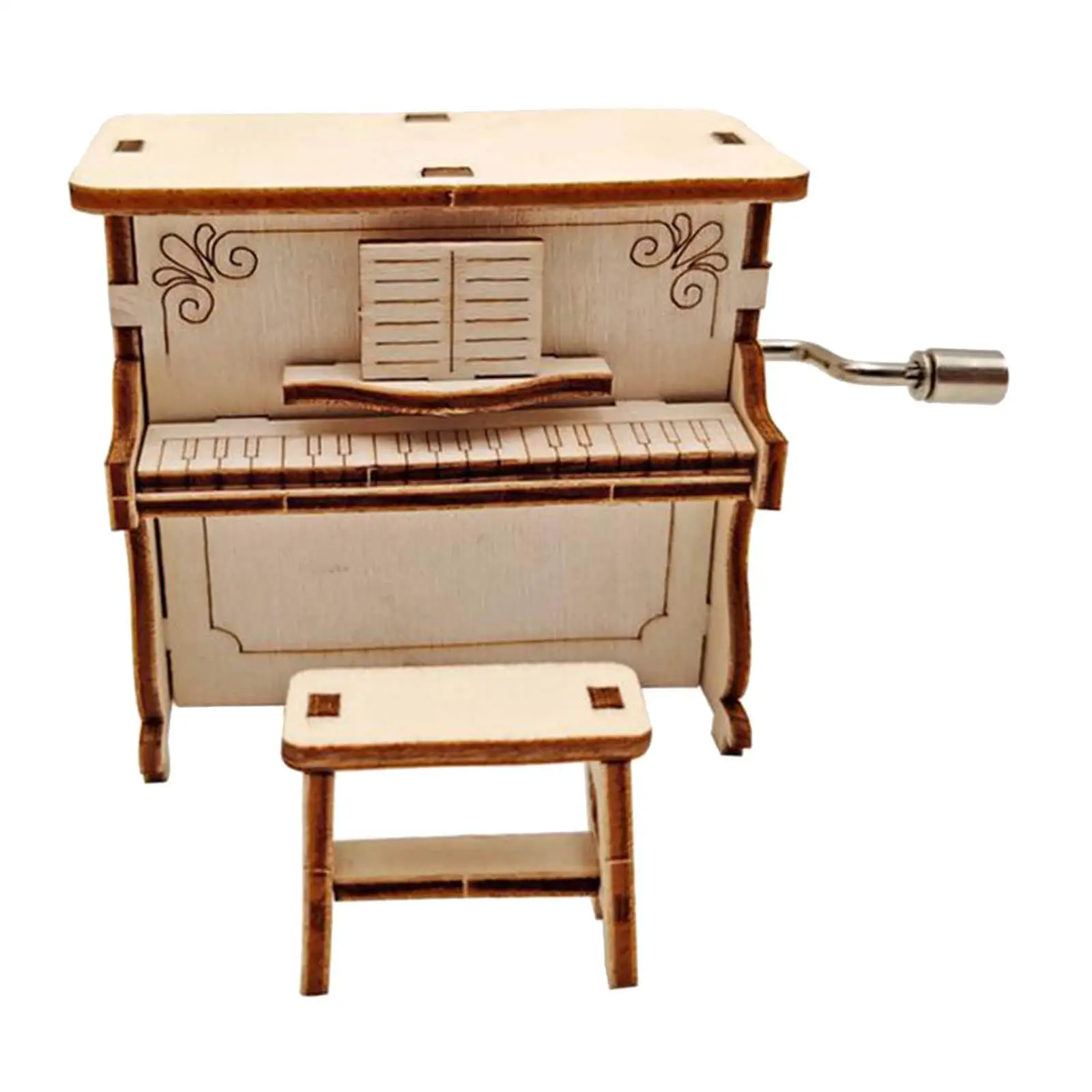 DIY 3D Wooden Puzzle Piano Music Box Model Kits Toys for Children Hand Assembly Toy Gifts music box