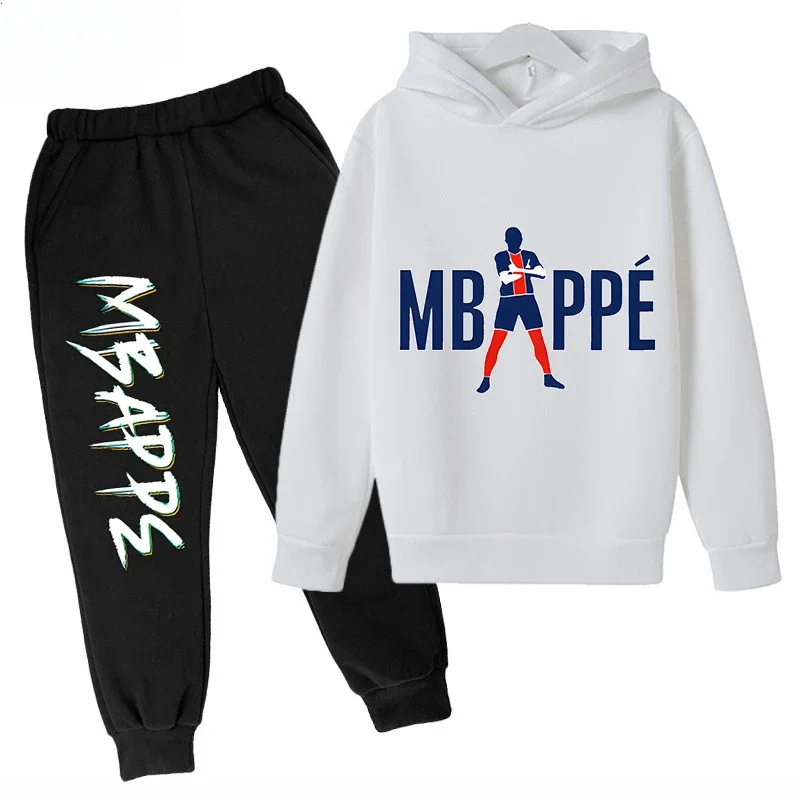 thumbnail image 1 of Ropa para niños Conjunto de sudadera con capucha para niños y pantalones de sudadera Conjunto deportivo de 2 piezas para niños y niñas Ropa estampada de Mbappé, 1 of 5