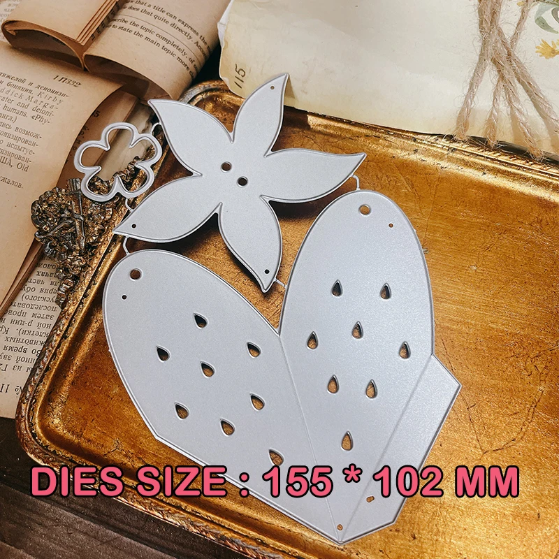 Panalisacraft 귀여운 3D 딸기 상자, 금속 절단 다이 스텐실, DIY 스크랩북 및 앨범 장식 엠보싱, DIY 종이 카드