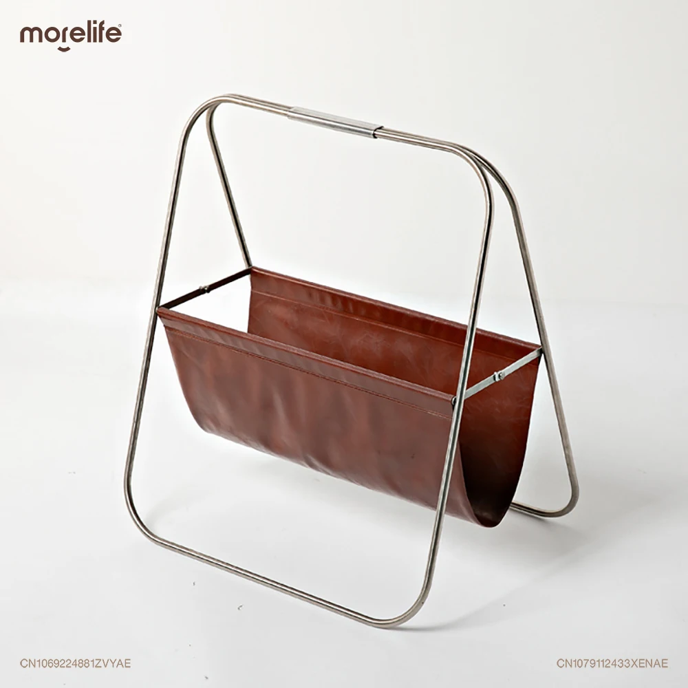 

PU Faux Leather Decor Bookcases Books Shelf Living Room Organizer Metal Frame Magazine Rack Bookshelves Storage Shelf Furniture