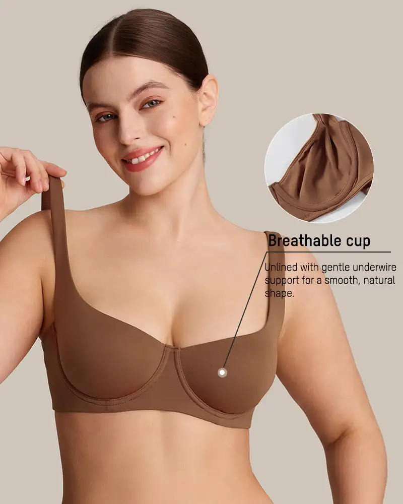 Large Size Underwire Full Support Seamless Unlined Balconette Bra Underwear Solid Color Comfortable Sports Yoga No Trace Bra 1