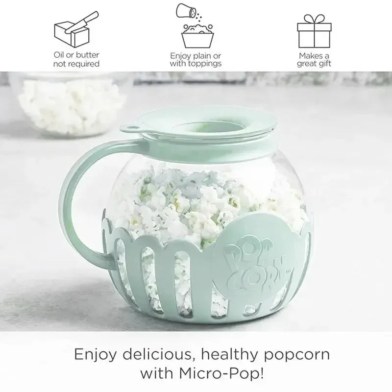 New Popcorn Maker Microwave Snack Popcorn Air Poppers 2.25 Quart Popcorn Bowl Borosilicate Kitchen Accessories for Homemade liji
