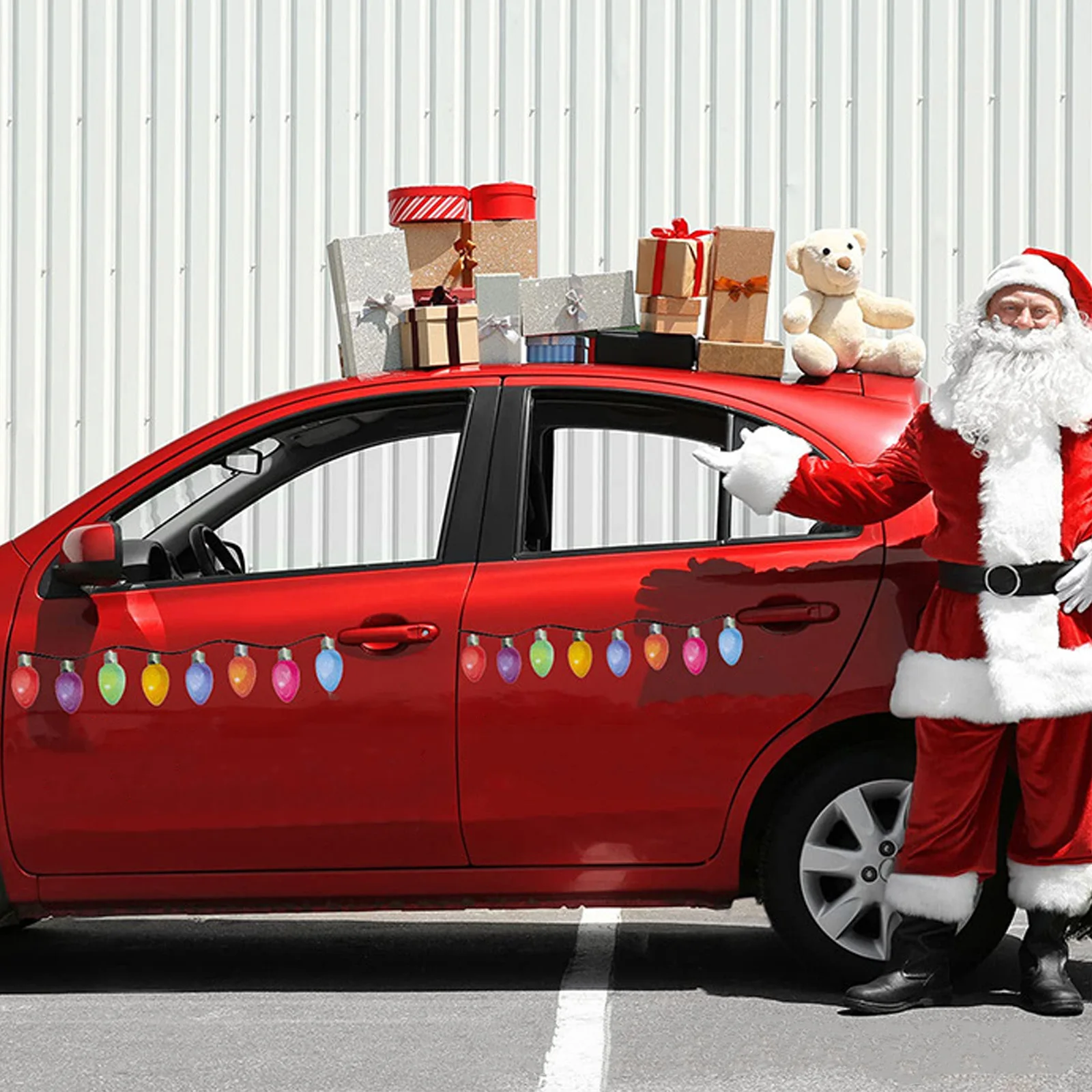 Décoration de Noël - Autocollants magnétiques de Noël pour voiture -  Ampoule réfléchissante - Décoration magnétique - Ampoule colorée - Aimants