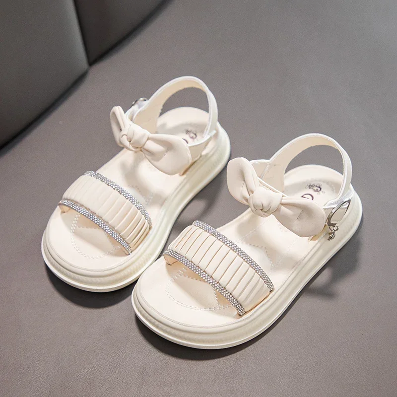 Girls Princess Kids Beach Sandals Crystal Non Slip Soft Sole