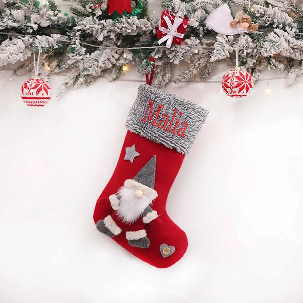 

Custom Name Christmas Decorations Santa Claus Pendant Christmas Socks Candy Gift Bag Personalized Christmas Tree Ornaments