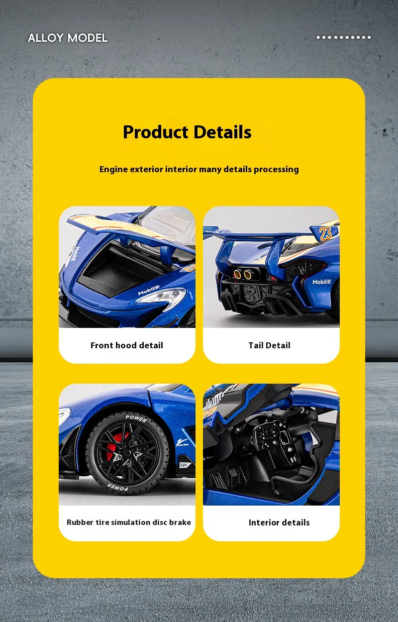 1:22 Mclaren P1 Gtr Supercar Alloy Metal Diecast Model Car Sound &Amp; Light