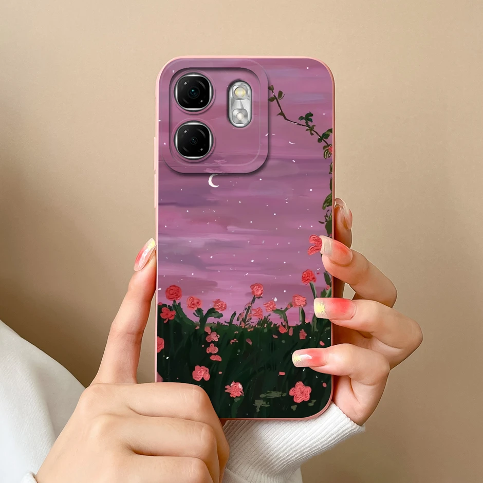 Floral Oil Painting Silicone Protective Phone Case - Ultrathin Soft Cover & Bumper