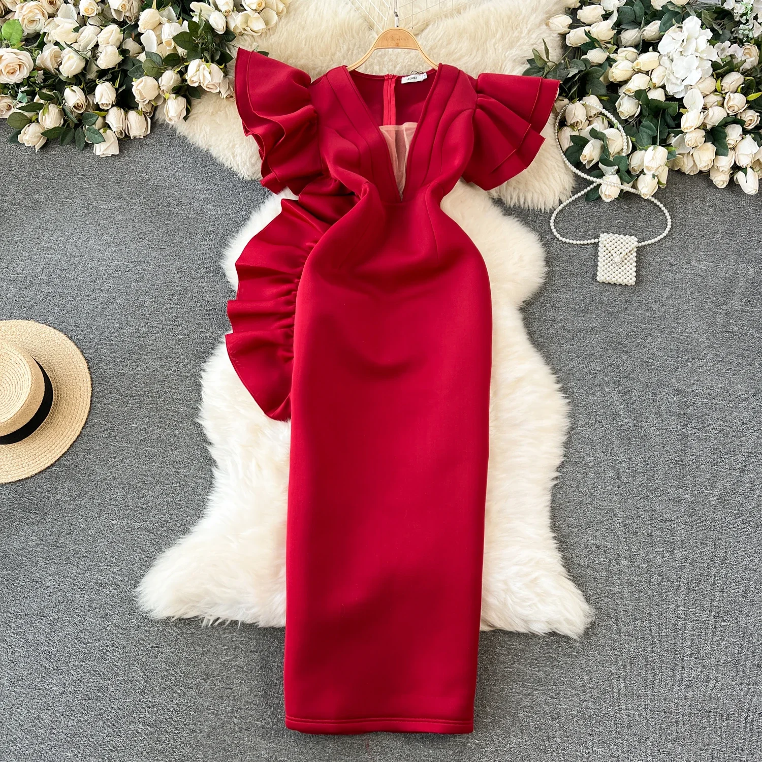 V Neck Sleeveless Backless Vestidos Female Elegant Evening Party Robe Maxi Dress