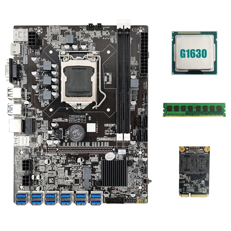 gaming pc motherboard cheap B75 BTC Mining Motherboard 12 PCIE To USB3.0+G1630 CPU+DDR3 4GB 1600Mhz RAM+128G MSATA SSD B75 USB Miner Motherboard best motherboard for desktop pc