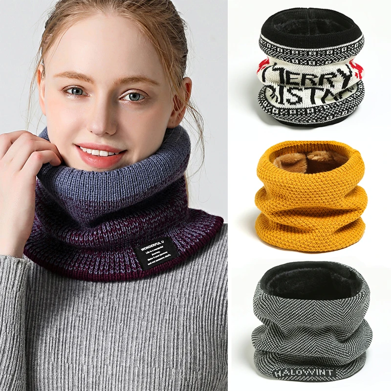 Ring Neck Scarf Women Warm Outdoor Winter Thick Knitted Cashmere Cycling Scarves Fur Men Bufanda Unisex Ski Climbing Collar