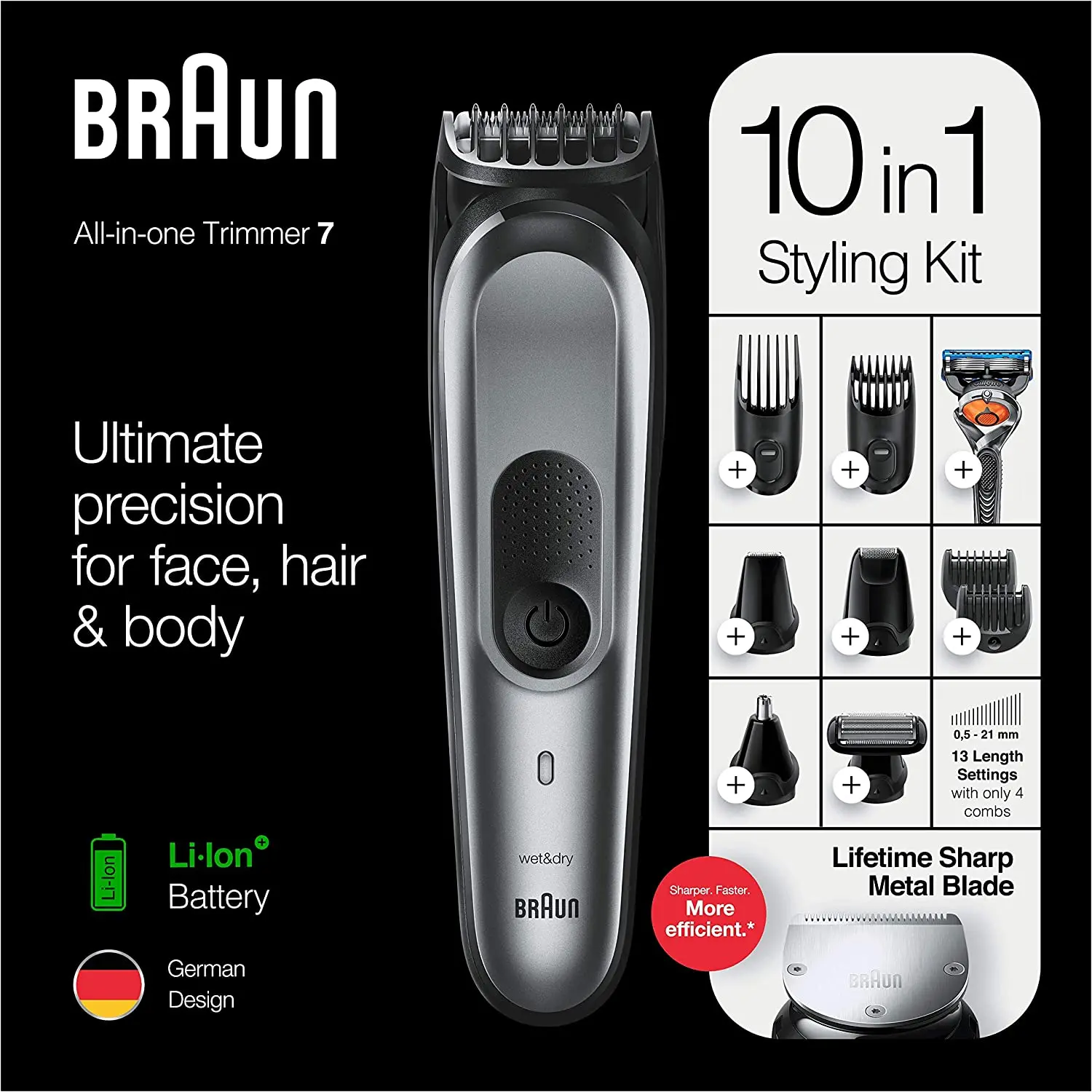 Braun 10-in1 All-in-one Trimmer 7 MGK7221 Beard Trimmer for Men, Hair  Clipper and Body Groomer with 8 Attachments Charging Stand - AliExpress