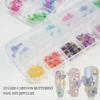 60Pcs/Box Nail Art Butterfly Resin Stones Gems 2 Sizes Multi-Colors Sparkle Nail Designs Charms DIY Manicure 3D Decals Crafts 2