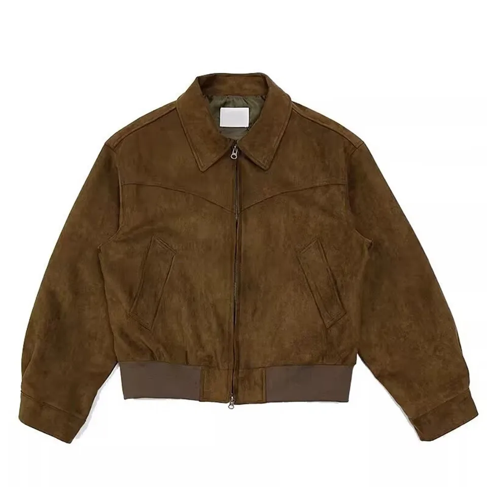 Mens Vintage Cropped Zipper Fashion Jacket